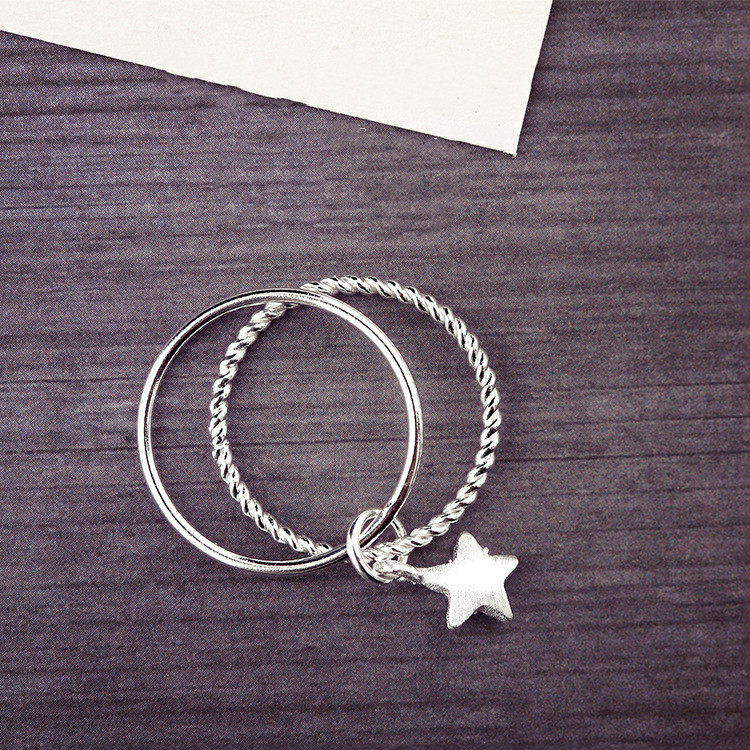 Multi-Layer Star Ring S925 Silver Five-Pointed Star Index Finger Ring Simple Temperament Fashion Tail Ring Fresh With Jewelry Female