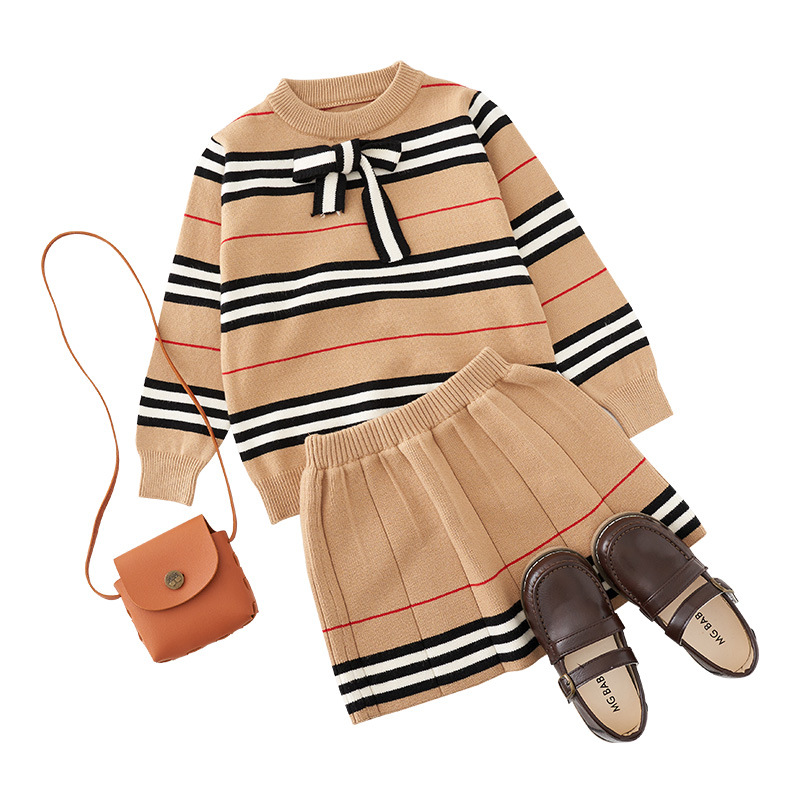  Autumn New Arrival Girls Knitted 2 Pieces Suit