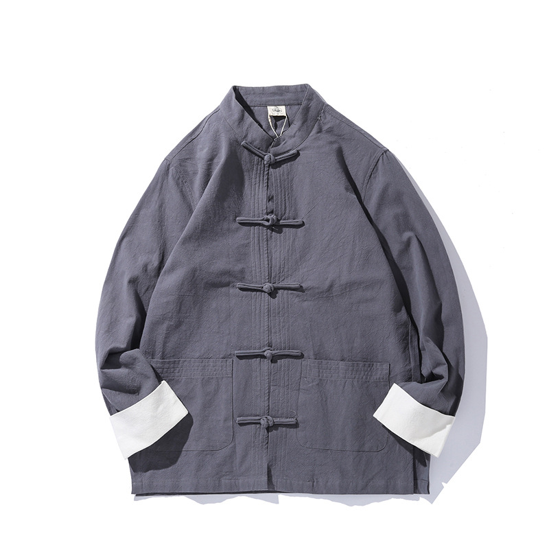 Retro Buttoned Long-sleeved Shirt
