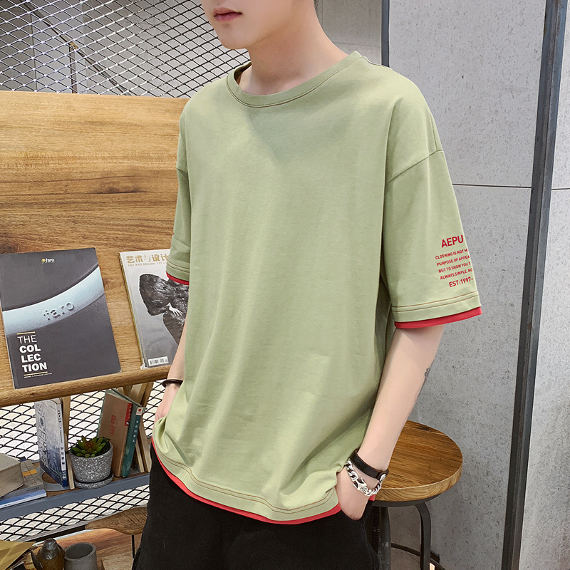 Short-Sleeved t-Shirt Men's Round Neck Cotton Students