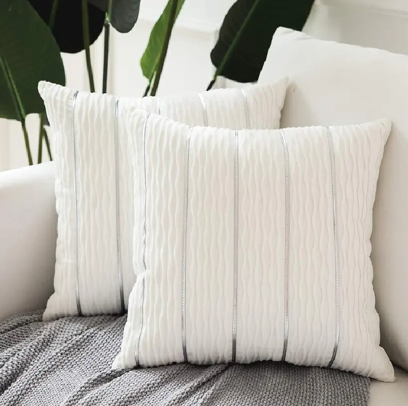 Simple Luxury Striped Velvet Pillow Cover Cushion Case Covers