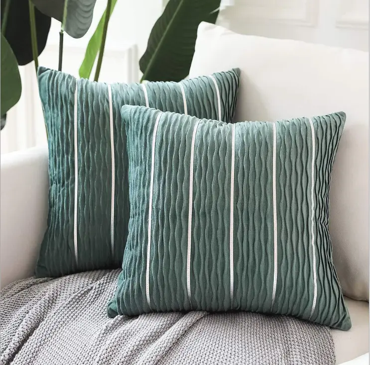 Simple Luxury Striped Velvet Pillow Cover Cushion