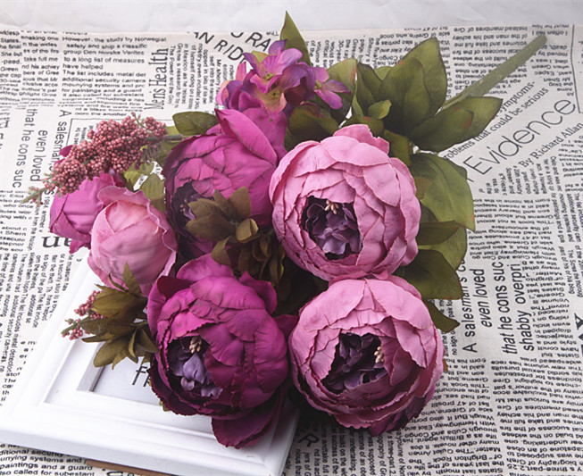 Title 1, 13 Core-spun Peony Decorative Artificial Flower...