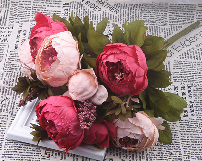 Title 2, 13 Core-spun Peony Decorative Artificial Flower...