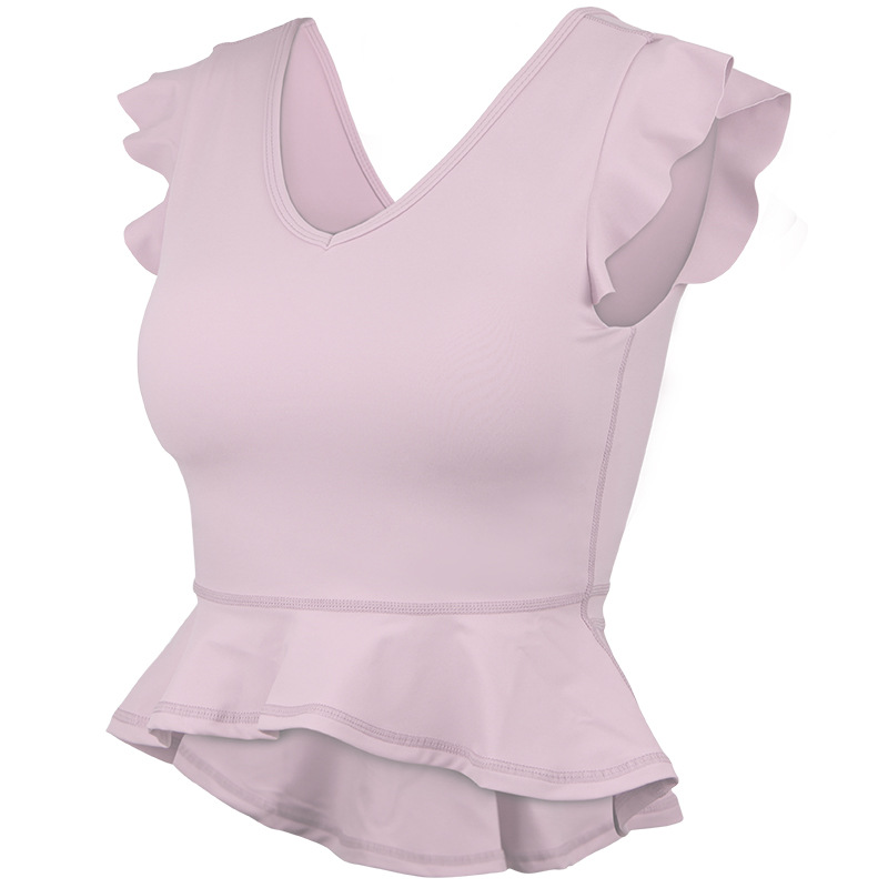 Title 4, Yoga Vest Ruffled Blouse With Chest Pad