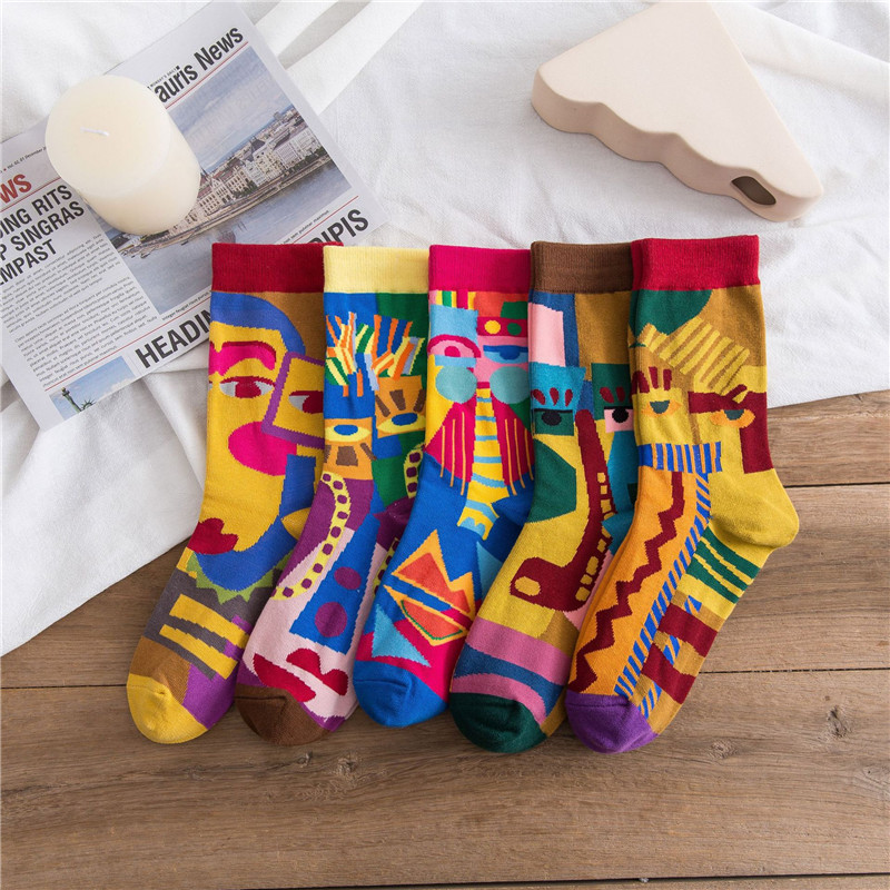 Title 9, Womens mid-tube cotton socks with color matchi...