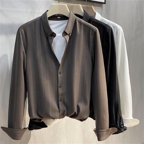 Spring And Autumn White Shirt Men's Long Sleeve All-Match Inch Shirt