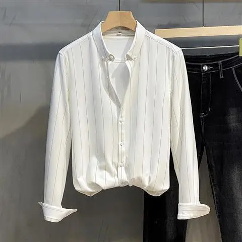 Spring And Autumn White Shirt Men's Long Sleeve All Match Inch Shirt White - Shop at LoveMi
