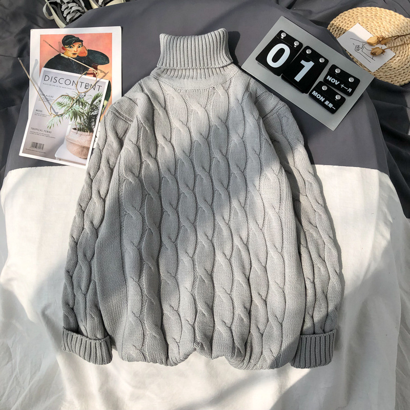 Solid Color Turtleneck Plus Size Pullover Sweater