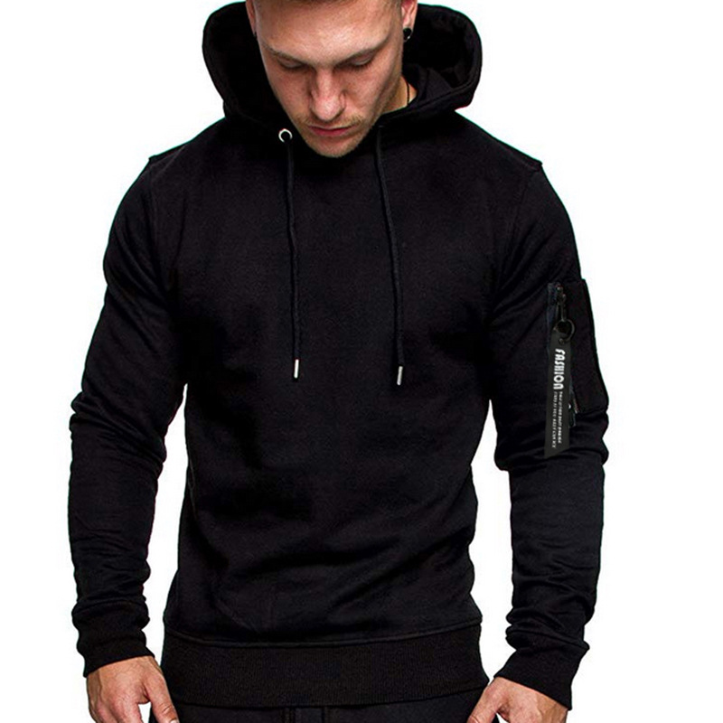 New Camouflage Printed Solid Color Arm Zipper Hooded Sweatshirt