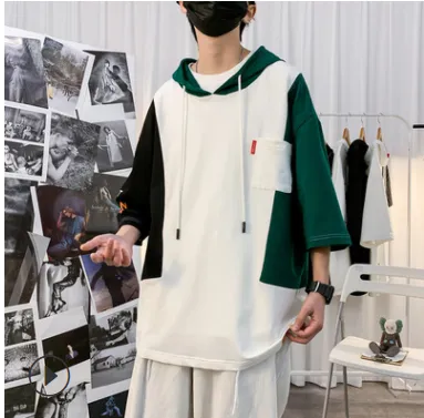Loose Large Unisex Hip Hop Hooded Sleeve T Shirt Tx0216 White - Shop at LoveMi