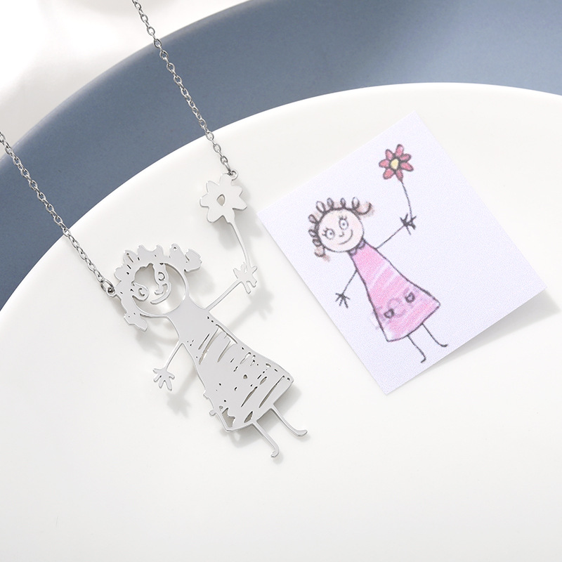 Stainless Steel Necklace Hand-painted Pattern Necklace Customization
