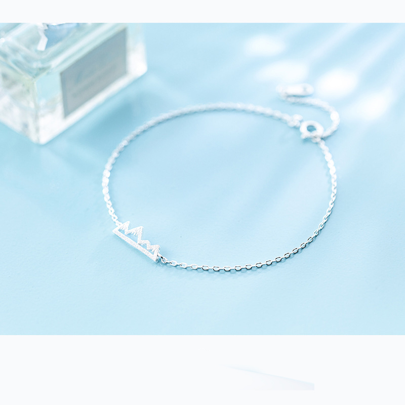 5 silver Bracelet Female Japanese And Korean Style Brushed Triangle Bracelet Temperament Personality Geometric Hand Jewelry Female