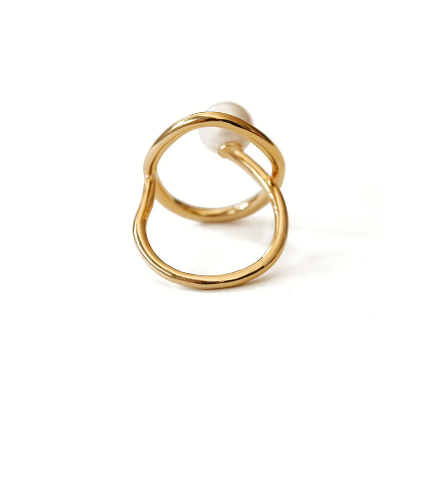 Pearl Open Ring Copper Gold-plated Adjustable Ring 20 New Products