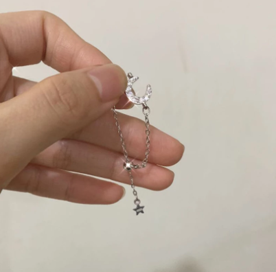 Moon Set Diamond Zipper Opening Adjustment Ring