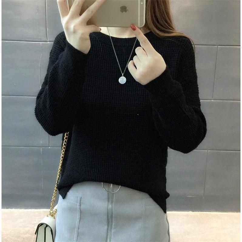 Title 5, Round Neck Sweater Womens Pullover Split Botto...