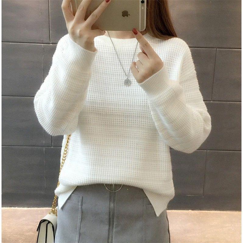 Title 3, Round Neck Sweater Womens Pullover Split Botto...