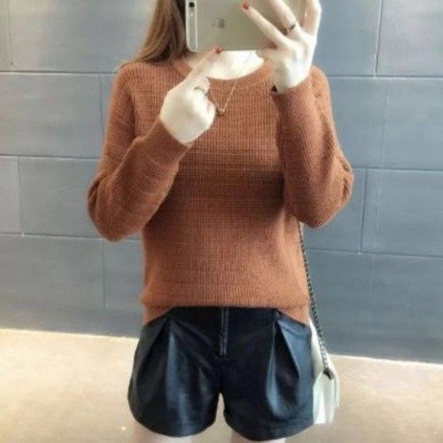 Title 7, Round Neck Sweater Womens Pullover Split Botto...