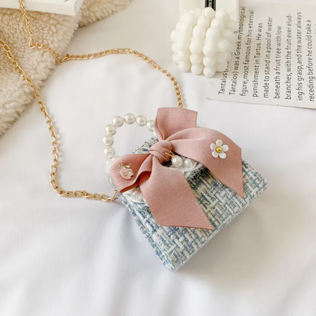 Fashion Small Fragrance Accessories Bag Chain Cute Flower Shoulder Bag Blue - Shop at LoveMi
