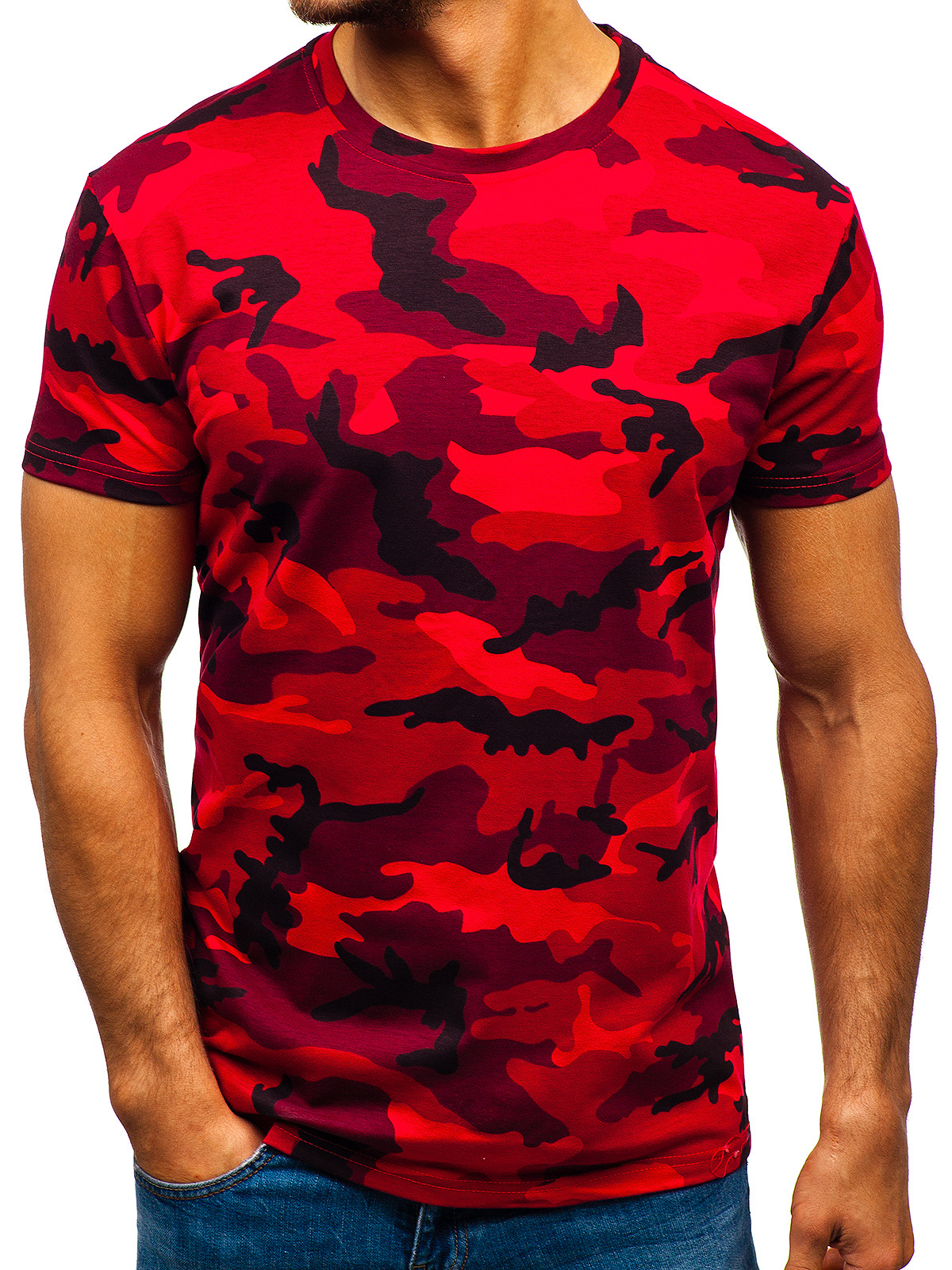 Men's Short Sleeve T Shirt Digital Printing Camouflage Round Neck Casual Short Sleeve