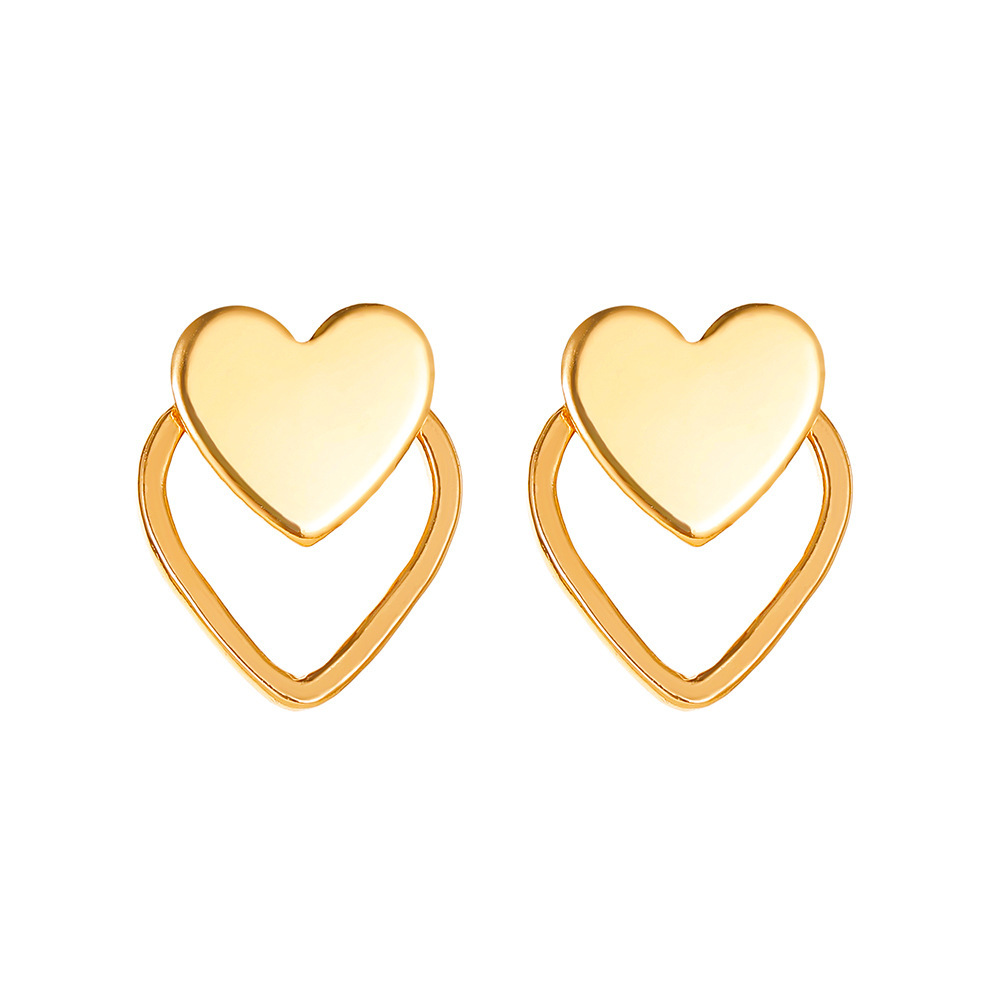 Double Heart Stud Earrings Cold Wind Heart Earrings