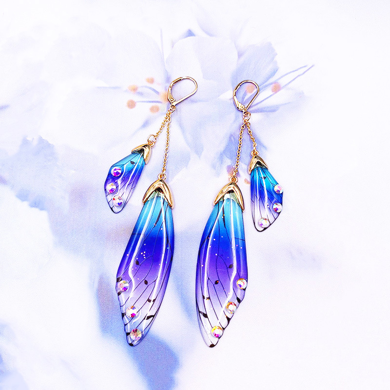 Temperament Long Butterfly Crystal Earrings Women