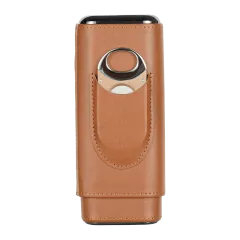 Cigar Case Portable Cigar Moisturizing Case Three-pack Cedar Wood Case - Black - View 1