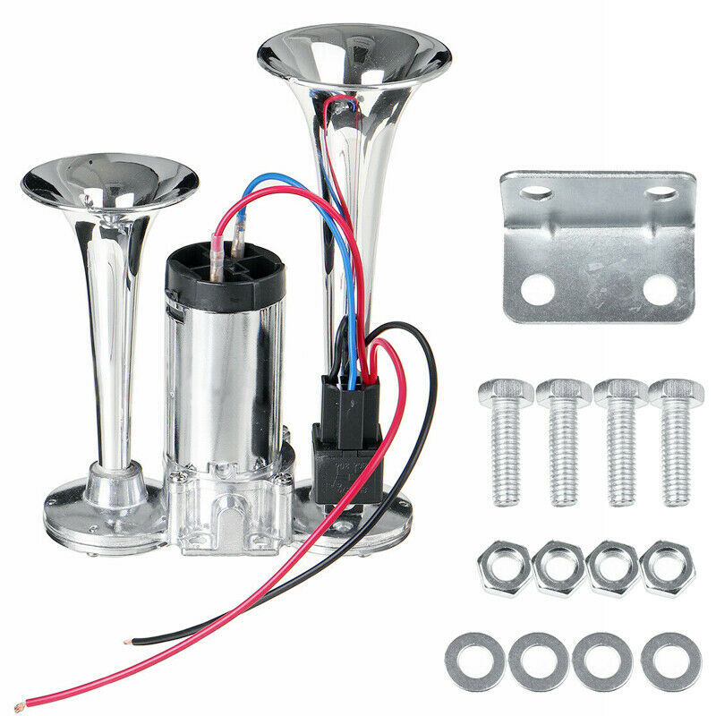 Double Tube Metal Conjoined Electric Pump Horn With Relay, Car Horn
