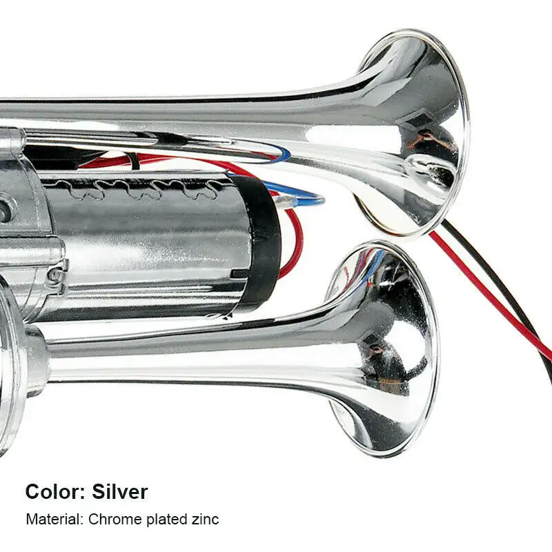 Double Tube Metal Conjoined Electric Pump Horn With Relay, Car Horn