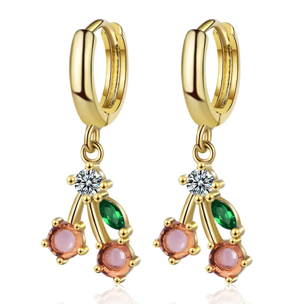 Fresh Forest Pink Cherry Sweet Fruit Ear Buckle Women
