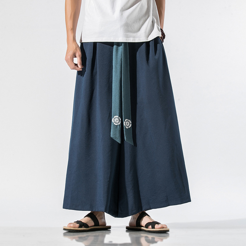 Retro plus size linen Hanfu Song trousers