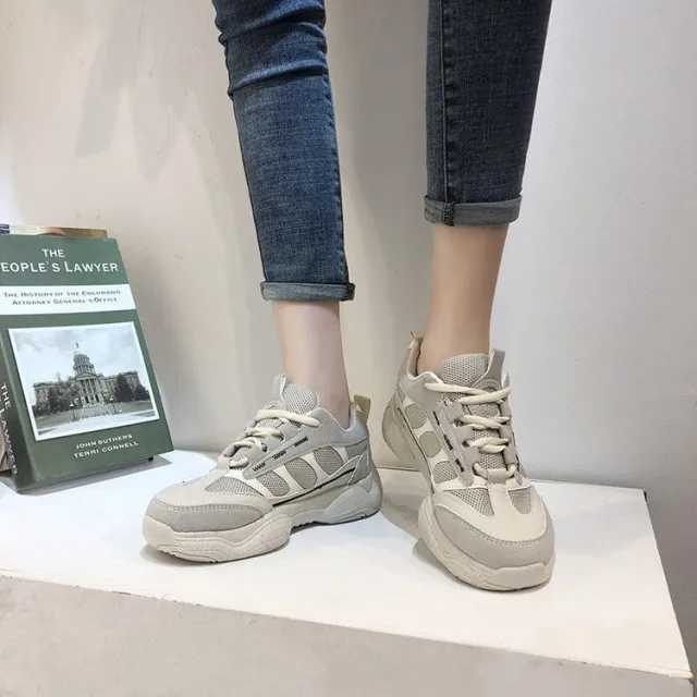 Daddy Shoes Women's Platform Casual Running Sneakers Beige - Shop at LoveMi