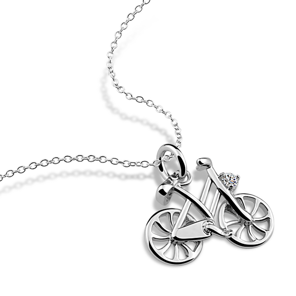 The New Korean Fashion Bicycle Pendant, Bicycle Men And Women Platinum Plated Necklace