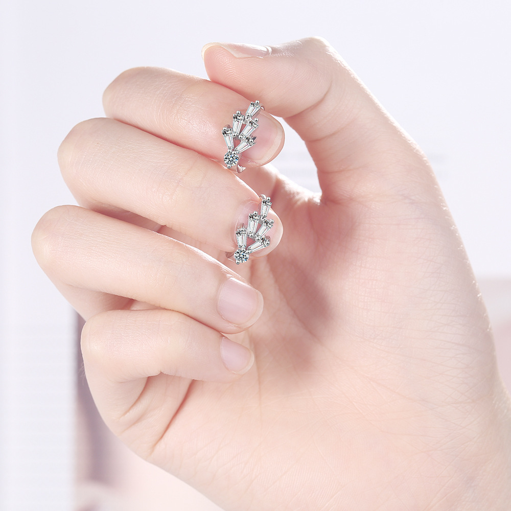 Earrings Female Korean Style Simple Small Fresh Full Zirconium Diamond Five Petal Flower Ear Buckle