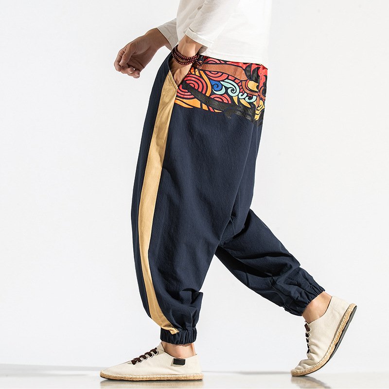 Japanese Retro Printed Loose Harem Pants