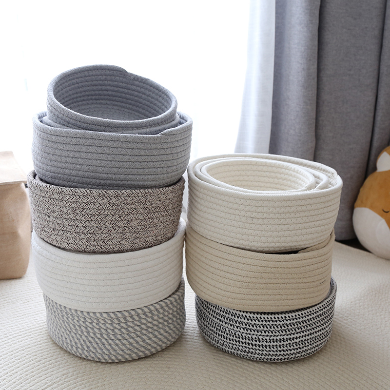 Cotton Thread, Cotton And Linen, Hand-woven Storage Basket, Table Storage Box, Finishing Cosmetic Box, Cotton