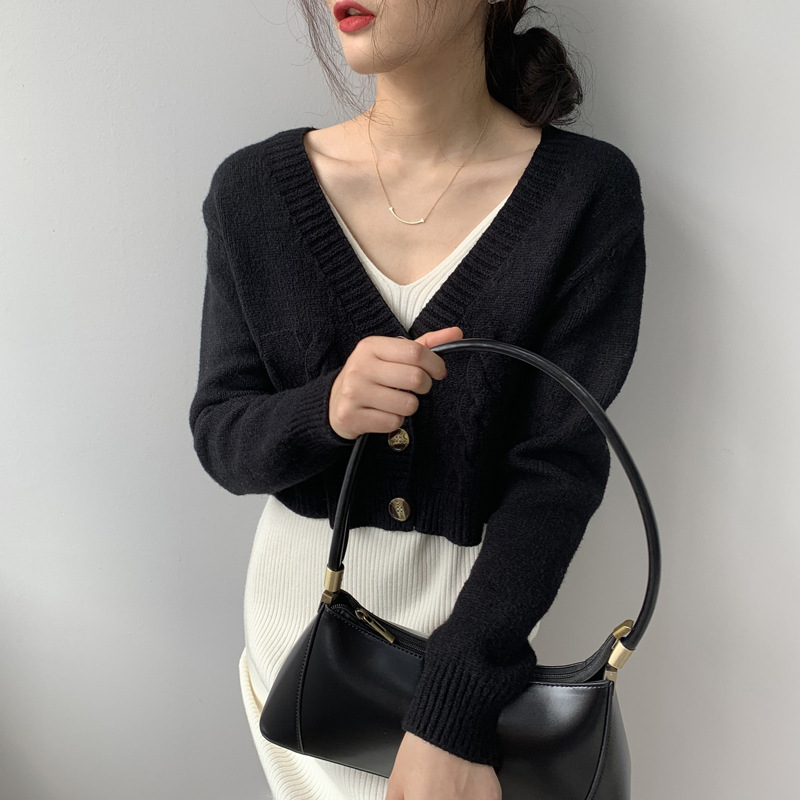 Button Knitted Cardigan Twist All-match Small Jacket