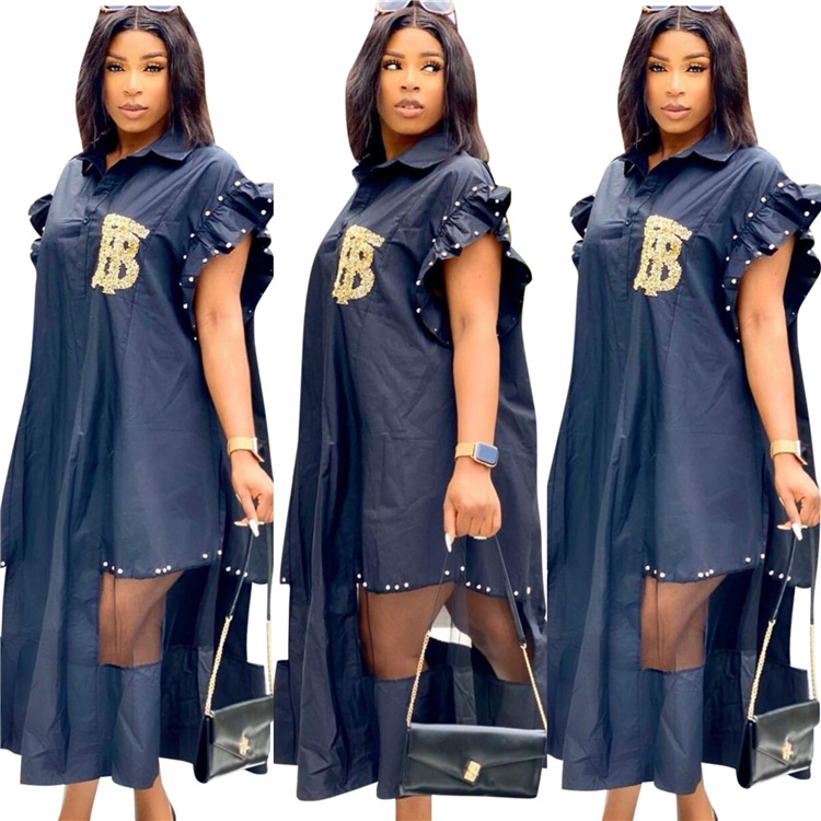 Beaded Flounce Side Long Dress