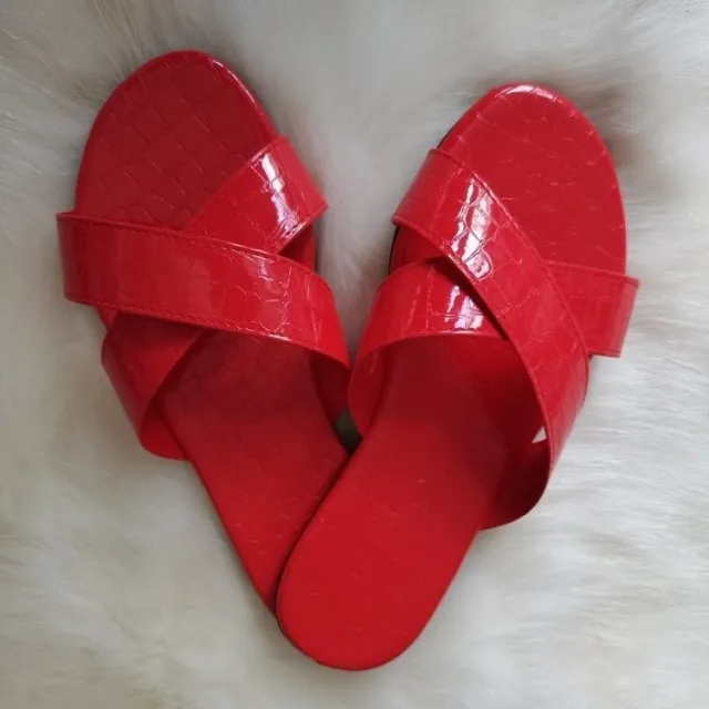 Summer Women's Sandals Flat Large Size Slippers Red - Shop at LoveMi