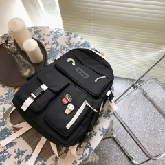 Ins College Style Girl Backpack Japanese Harajuku Vintage Student Schoolbag Female Travel Backpack - Black - View 1