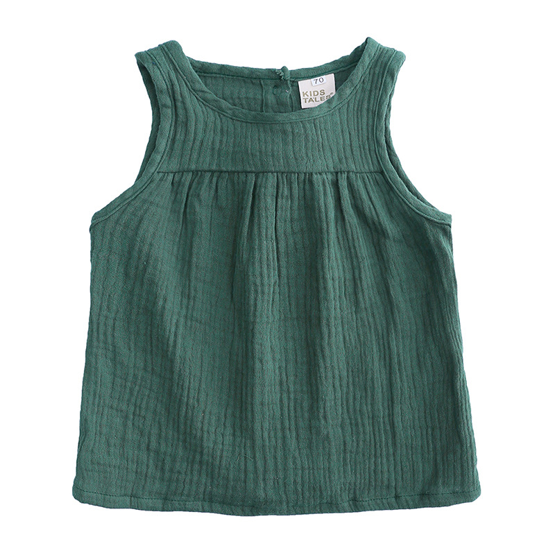 Children's Dlothing Europe And the United States All-match Cotton And Linen Vest Top T-shirt Sleeveless Pullover