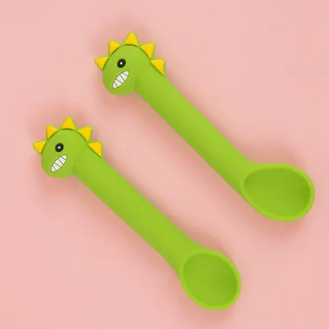 Baby Silicone Spoon Training Feeding Soft Head Cartoon Tableware