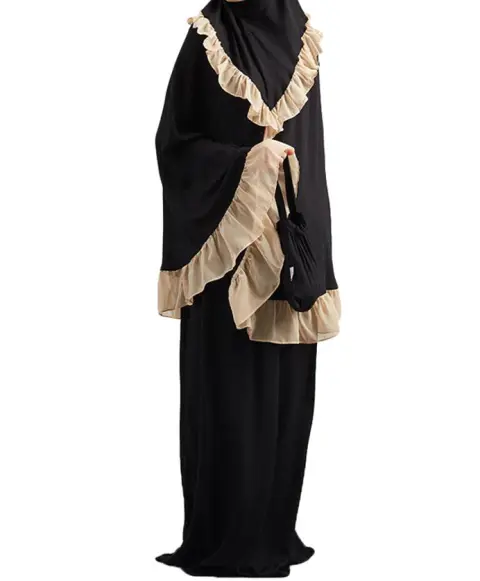Muslim Kids Ramadan Girls Long Sleeve Dress Hijab Abaya