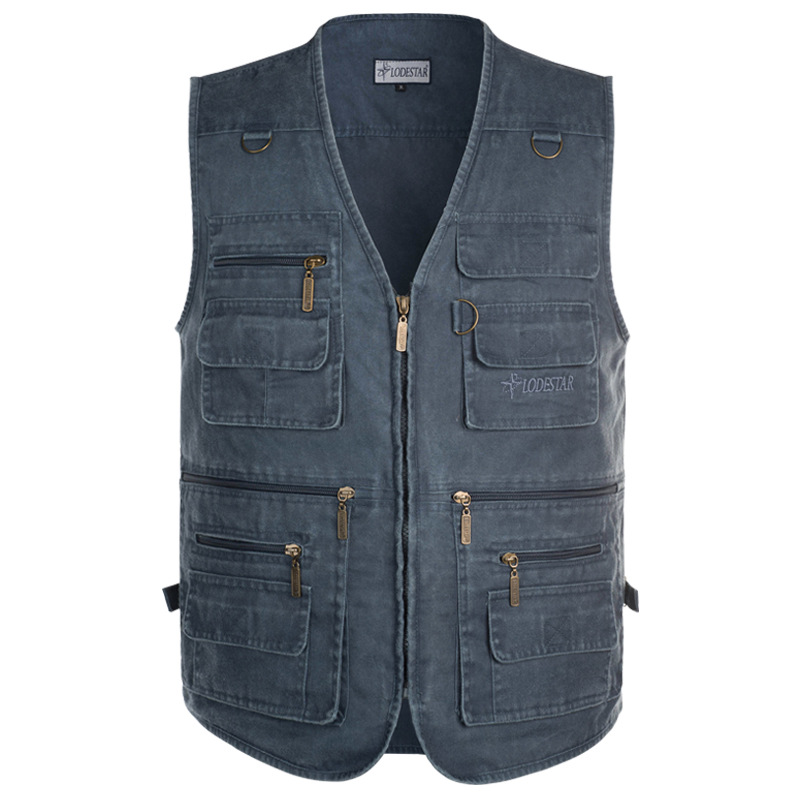 Middle-Aged And Elderly Men's Vest Multi-Pocket Loose Plus Size Outdoor Fishing Photojournalist Waistcoat