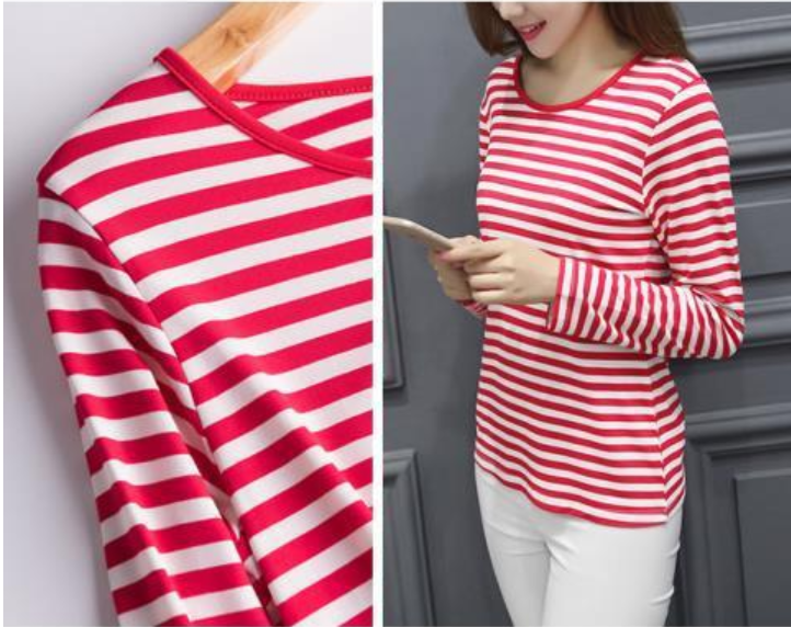 Title 1, Navy Striped Round Neck Autumn Clothes Plus Size