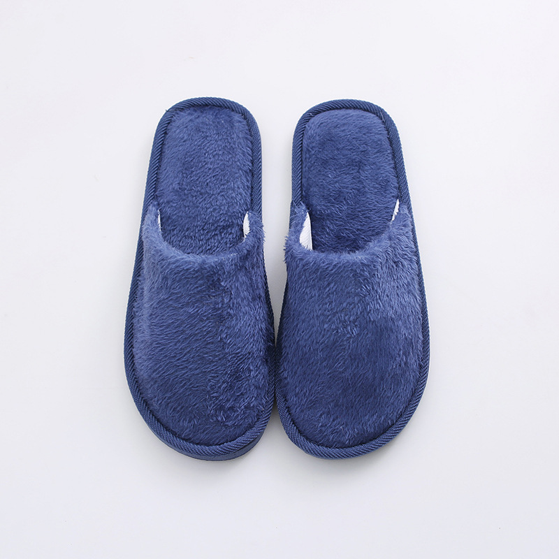 New Plush Indoor Home Wooden Floor Warm Eva Month Cotton Slippers Blue - Shop at LoveMi