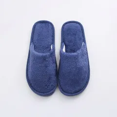 New Plush Indoor Home Wooden Floor Warm Eva Month Cotton Slippers - Blue - View 1