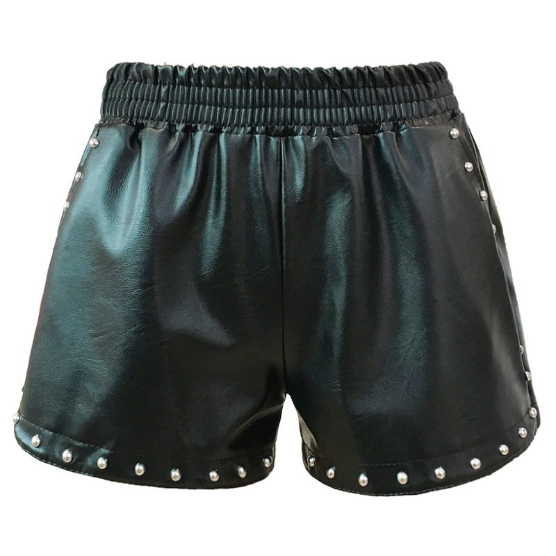 Leather Shorts Women New Fashion Loose Korean Version Of The High Waist A-Line All-Match Slimming Autumn Leather Pants Women's Winter Wear