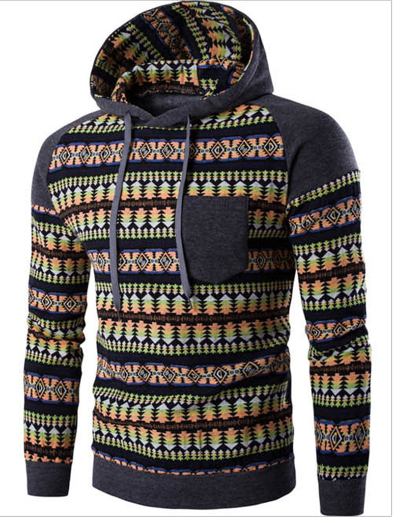 Casual Stitching Clan Style Raglan Sleeve Hooded Sweater