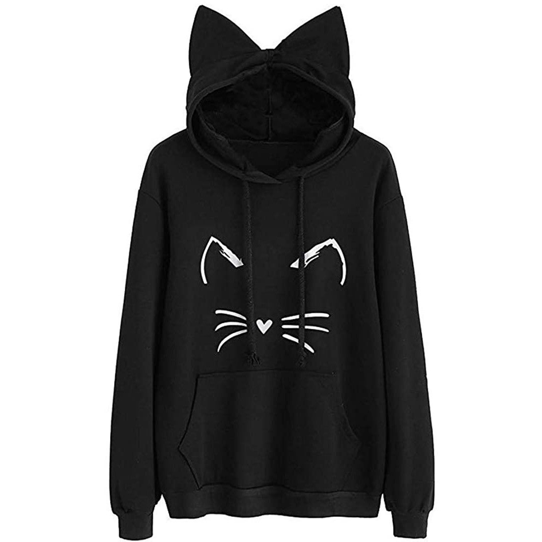 Title 5, New Cat Print Ear Hoodie For Ladies